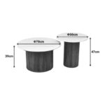Coffee table Skerta set of 2 pieces white sintered stone mdf walnut base - Image 4