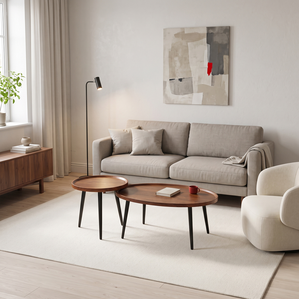 072-000192 Coffee tables Jeda 2 pieces light walnut - Image 1