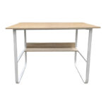 Study desk Kela mdf in oak color and white metal legs 100x60x73cm - Image 3
