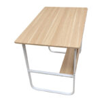 Study desk Kela mdf in oak color and white metal legs 100x60x73cm - Image 4