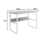 Study desk Kela mdf in oak color and white metal legs 100x60x73cm - Image 5
