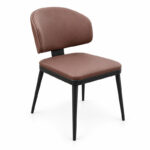 Chair Leyla pakowold brown PU with black metal 46x46x82.5cm - Image 2