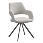Rotating armchair Tate light grey fabric with black metal legs 59x56.5x86.5cm