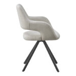 Rotating armchair Tate light grey fabric with black metal legs 59x56.5x86.5cm - Image 3