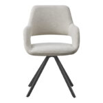 Rotating armchair Tate light grey fabric with black metal legs 59x56.5x86.5cm - Image 4