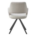 Rotating armchair Tate light grey fabric with black metal legs 59x56.5x86.5cm - Image 5