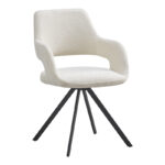 Rotating armchair Tate beige fabric with black metal legs 59x56.5x86.5cm