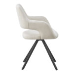 Rotating armchair Tate beige fabric with black metal legs 59x56.5x86.5cm - Image 3