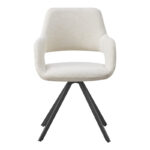 Rotating armchair Tate beige fabric with black metal legs 59x56.5x86.5cm - Image 4