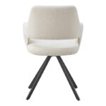 Rotating armchair Tate beige fabric with black metal legs 59x56.5x86.5cm - Image 5