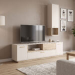 Living room set Norda cream with oak color 187x40x58.4cm