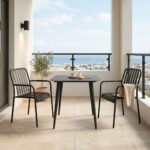 Dining set Heven Vista set of 3 pices black aluminum 80x80x72cm