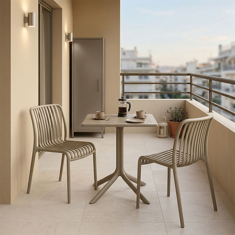 Dining table Groovy Zoi 3 pcs cappuccino PP 60x60x76cm Dining table Groovy Zoi 3 pcs cappuccino PP 60x60x76cm - Image 1