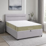 Bed with mattress and storage space Molito-Nemesis velvet grey 120x200cm