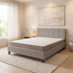 Bed with mattress Mago-Nemesis ecru fabric 150x200cm