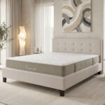 Bed with mattress Mago-Nemesis fabric ecru 160x200cm