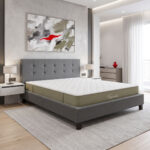 Bed with mattress Mago-Nemesis fabric charcoal gray 160x200cm