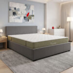 Bed with mattress and storage space Norse-Nemesis fabric anthracite 160x200cm