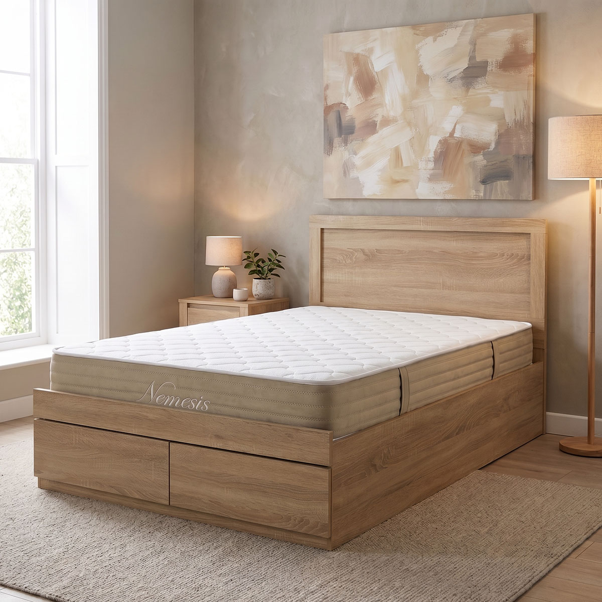 200-001802 Bed with mattress Olympus-Nemesis sonoma 120x200cm - Image 1
