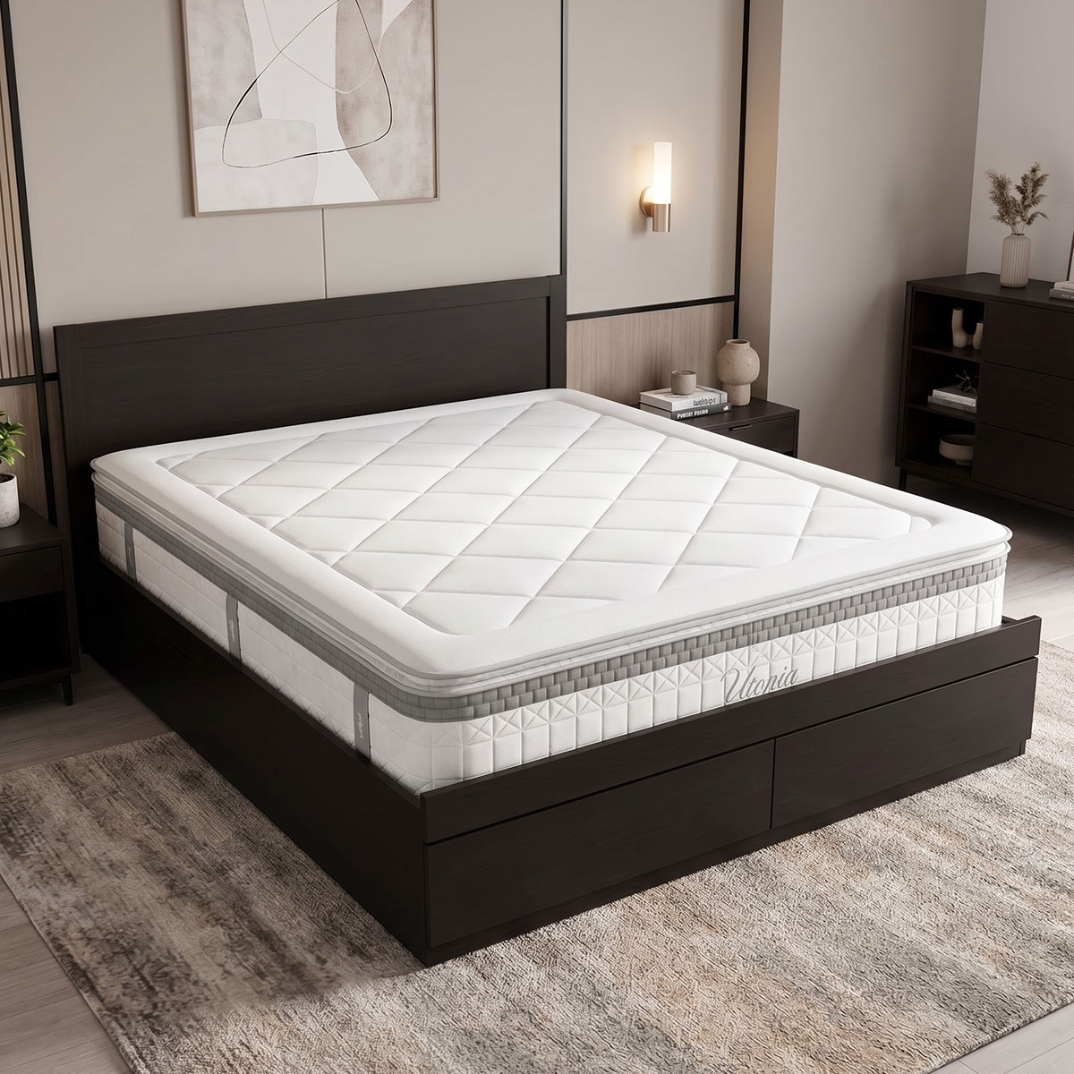 200-001805 Bed with drawer and mattress Olympus-Utopia wenge 150x200cm - Image 1