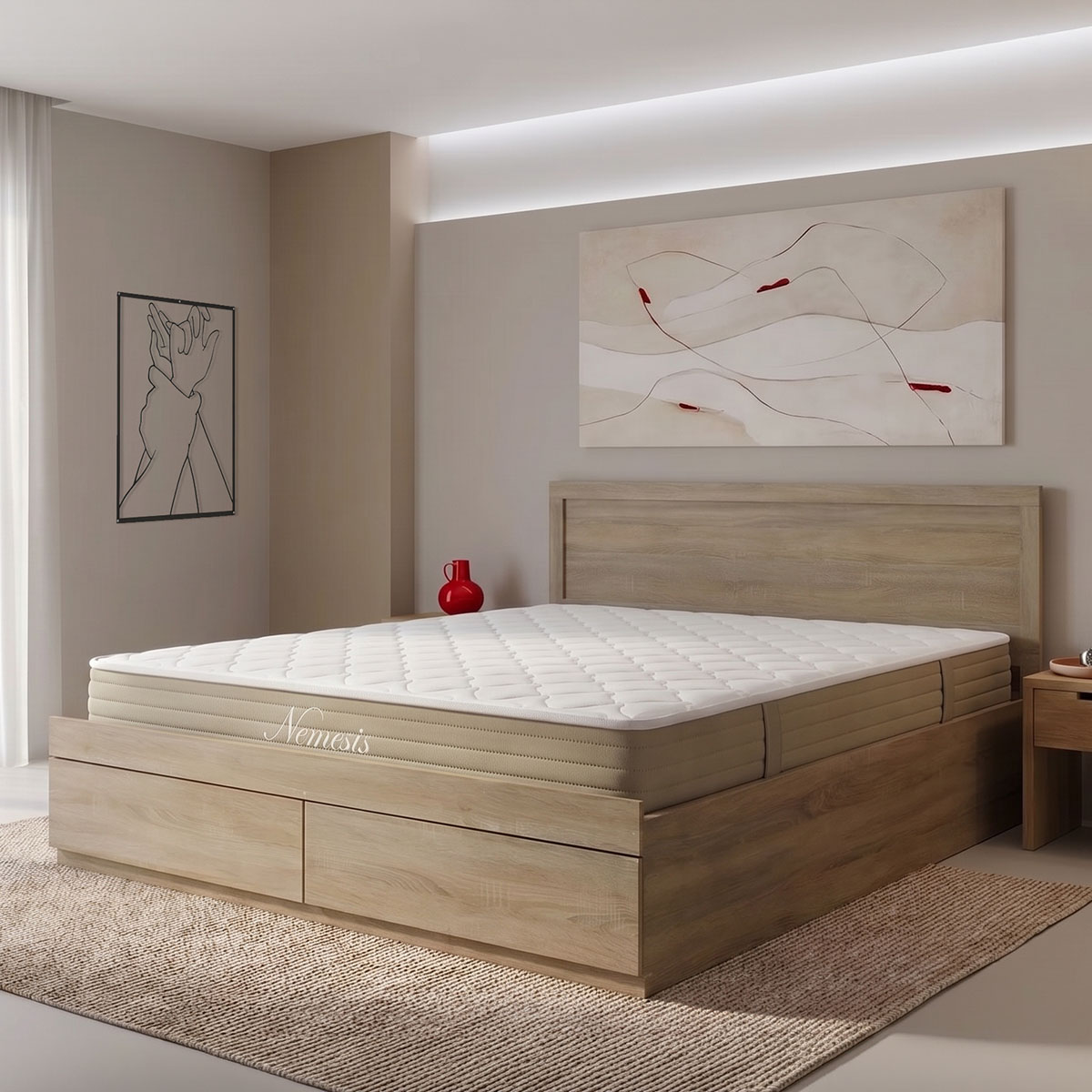 200-001824 Bed with mattress and drawer Olympus Nemesis sonoma 160x200cm - Слика 1