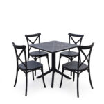 Dining set Crossie Groovy set 5pcs anthracite PP 80x80x74cm - Image 2