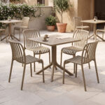 Dining set Zoi Groovy set 5pcs cappuccino PP 80x80x74cm
