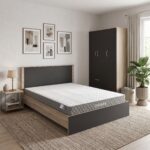 Athos Sonoma-Anthracite Bedroom Set with 3 Door Wardrobe and Dreamer Mattress 160x200cm 3 Piece Set