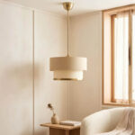 Ceiling light Lembar LED E27 beige with gold D30x20cm