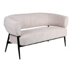 Luvina 2seater sofa cream fabric with black metal leg 145x71x73cm - Image 2