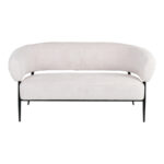 Luvina 2seater sofa cream fabric with black metal leg 145x71x73cm - Image 5