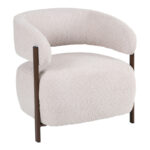 Melita armchair beige boucle with brown metal leg 68.5x65x69cm - Слика 2
