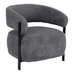 Melita armchair grey boucle with black metal leg 68.5x65x69cm - Image 2