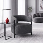 Melita armchair grey boucle with black metal leg 68.5x65x69cm