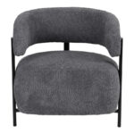 Melita armchair grey boucle with black metal leg 68.5x65x69cm - Image 5