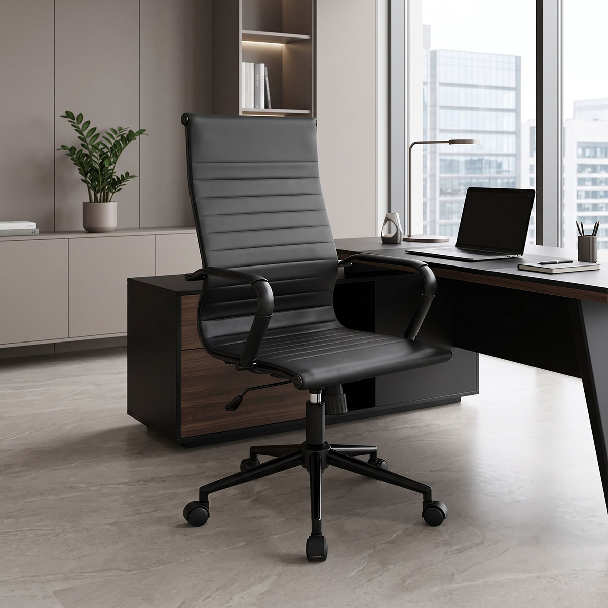 Manager office chair Valter black pu 55.5x58x108cm Manager office chair Valter black pu 55.5x58x108cm - Image 1