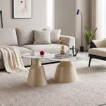 Sculpt coffee tables set of 2 cappuccino metal-sintered stone white marble