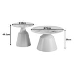Sculpt coffee tables set of 2 cappuccino metal-sintered stone white marble - Image 4