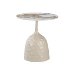Side table Amphora cappuccino metal-marble-look travertine D50x47cm - Image 2