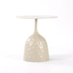 Side table Amphora cappuccino metal-marble-look travertine D50x47cm - Image 4
