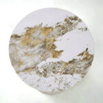 Side table Amphora cappuccino metal-marble-look travertine D50x47cm - Image 5