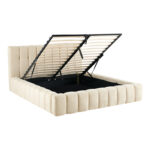 Double bed Vilou with storage space ecru fabric 160x200cm - Слика 2