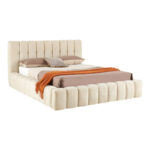 Double bed Vilou with storage space ecru fabric 160x200cm - Слика 3