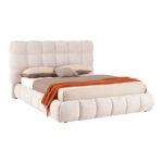 Double bed Abena ecru boucle fabric with storage space 160x200cm - Image 3