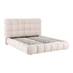 Double bed Abena ecru boucle fabric with storage space 160x200cm - Image 4