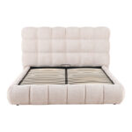 Double bed Abena ecru boucle fabric with storage space 160x200cm - Image 5