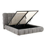 Double bed Abena grey boucle fabric with storage space 160x200cm - Image 2