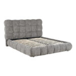 Double bed Abena grey boucle fabric with storage space 160x200cm - Image 4
