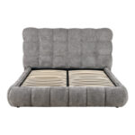 Double bed Abena grey boucle fabric with storage space 160x200cm - Image 5