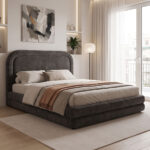 Double bed Arlia anthracite fabric 160x200cm